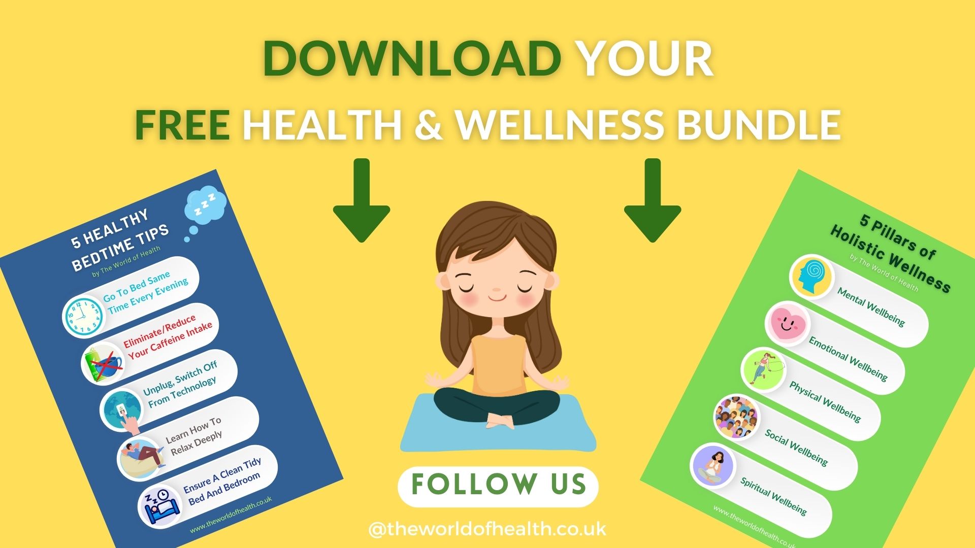 free health and wellness bundle sleep bedtime tips, daily health wellness tip, breath meditation mp3 from the world of health experts